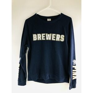 PINK Victoria's Secret Sweater Men's Size XS Navy Blue Long Sleeve BREWERS
